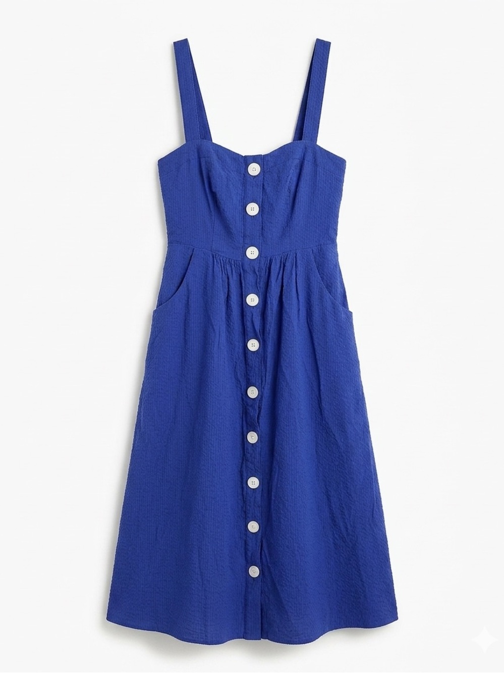 Anthropologie Cobalt Blue Button-Front Midi Dress